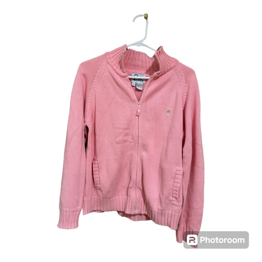 Lilly Pulitzer Vintage Soft Pink Zip Knit 100% Cotton Sweater. Women’s Large. - Picture 5 of 5